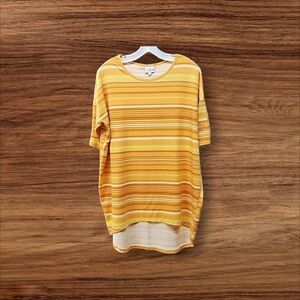 LulaRoe, Sz Sm Top,Blouse, Shirt, Yellow, Orange, Striped, Short Sleeve, Tee